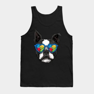 Boston Terrier Dog Autism Awareness Puzzle Tank Top